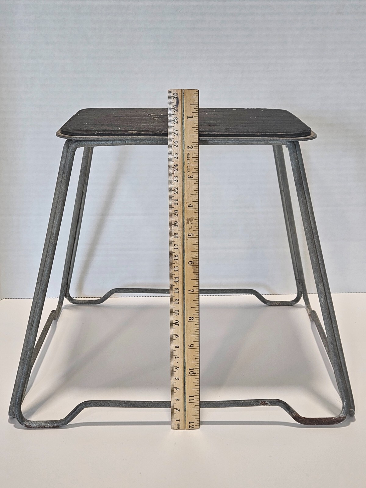 Vintage Steel and Rubber Industrial Kitchen Foot Stool