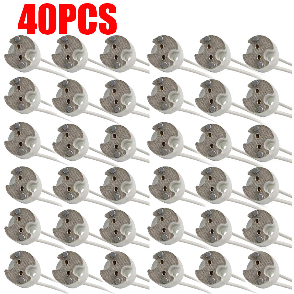 40 PCS MR16,GU5.3,G4 MR11 Bi-Pin Socket Base Ceramic, Wire 5.9" US stock