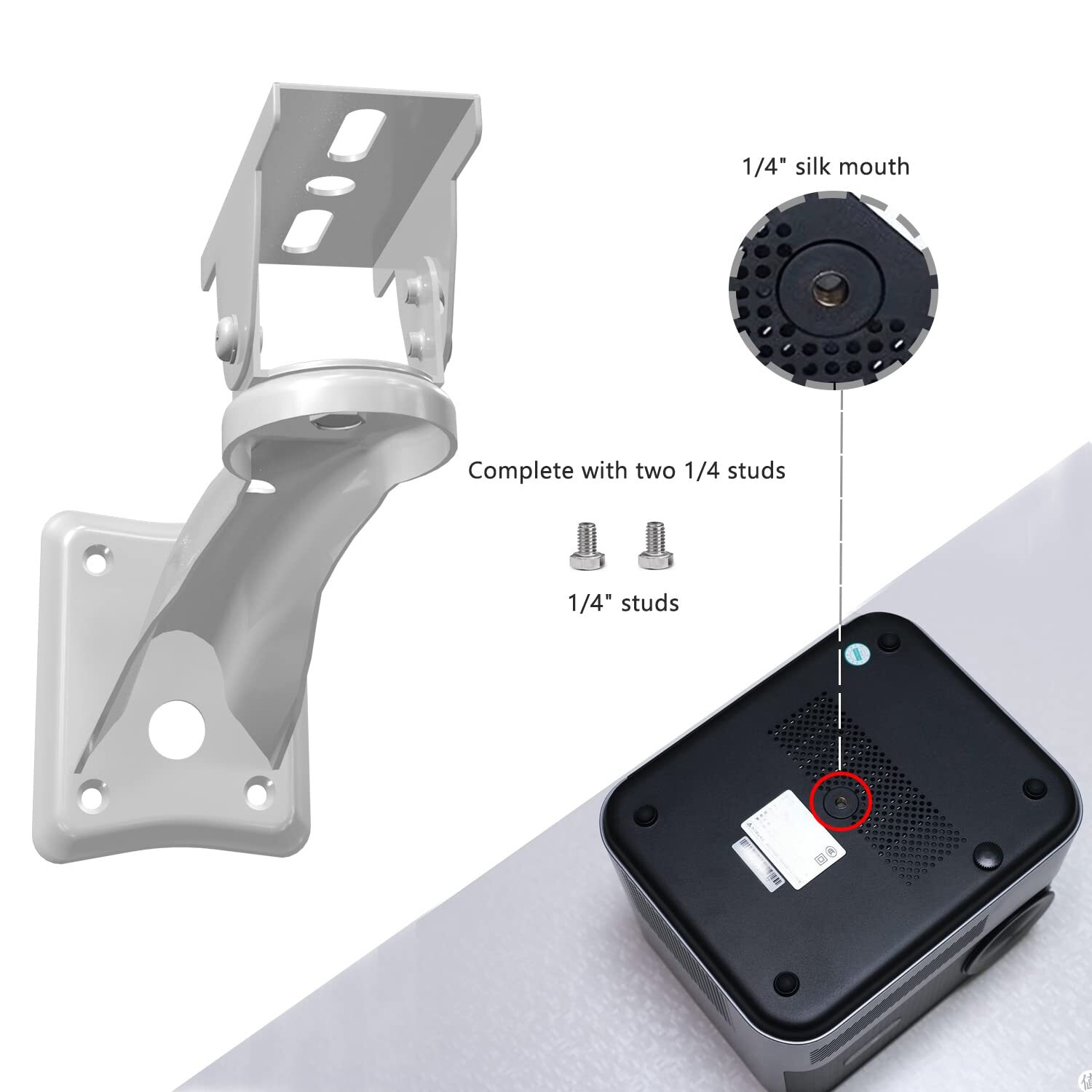 White Mini Projector Wall Mount Hanger Bracket for CCTV Security Camera