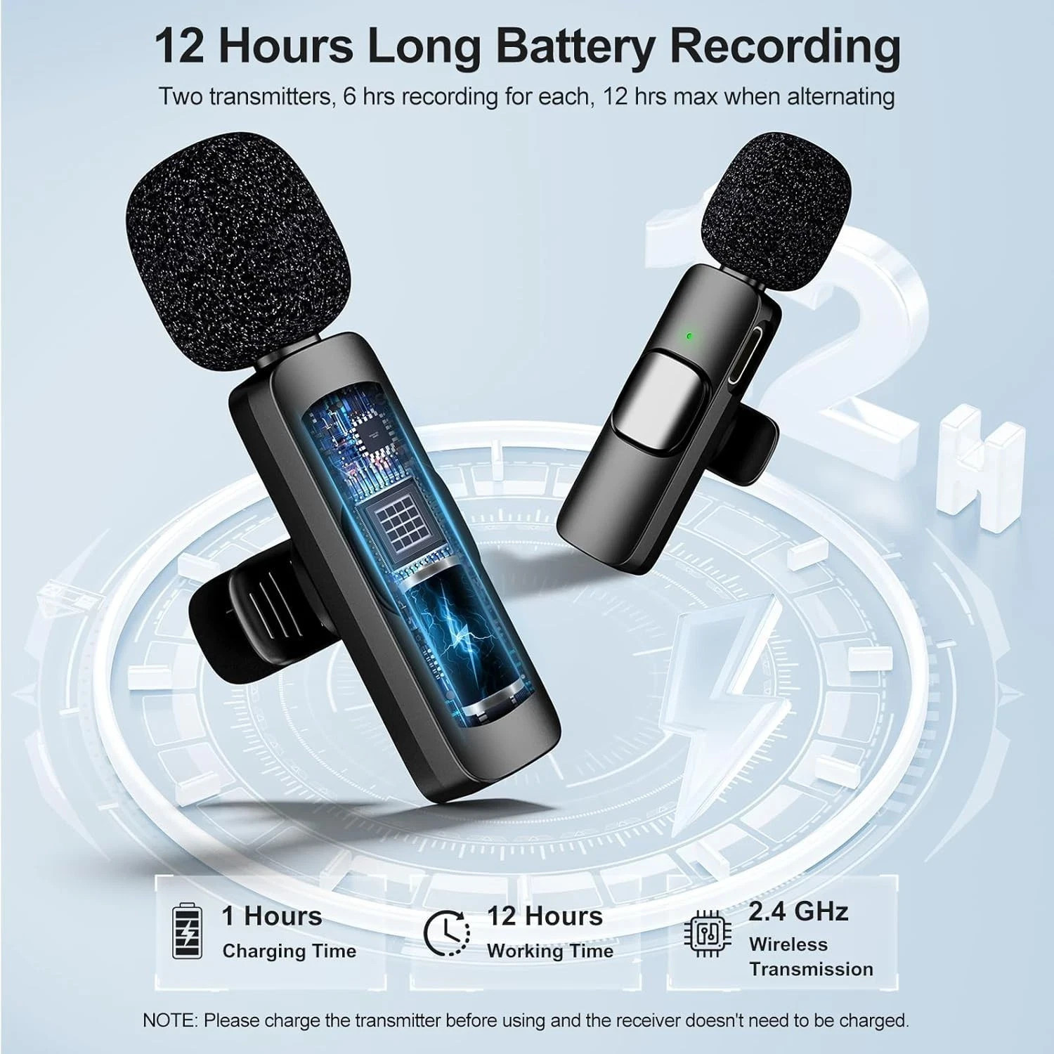 Mini Wireless Lavalier Microphone for Video Recording Noise Reduction USB C Mic