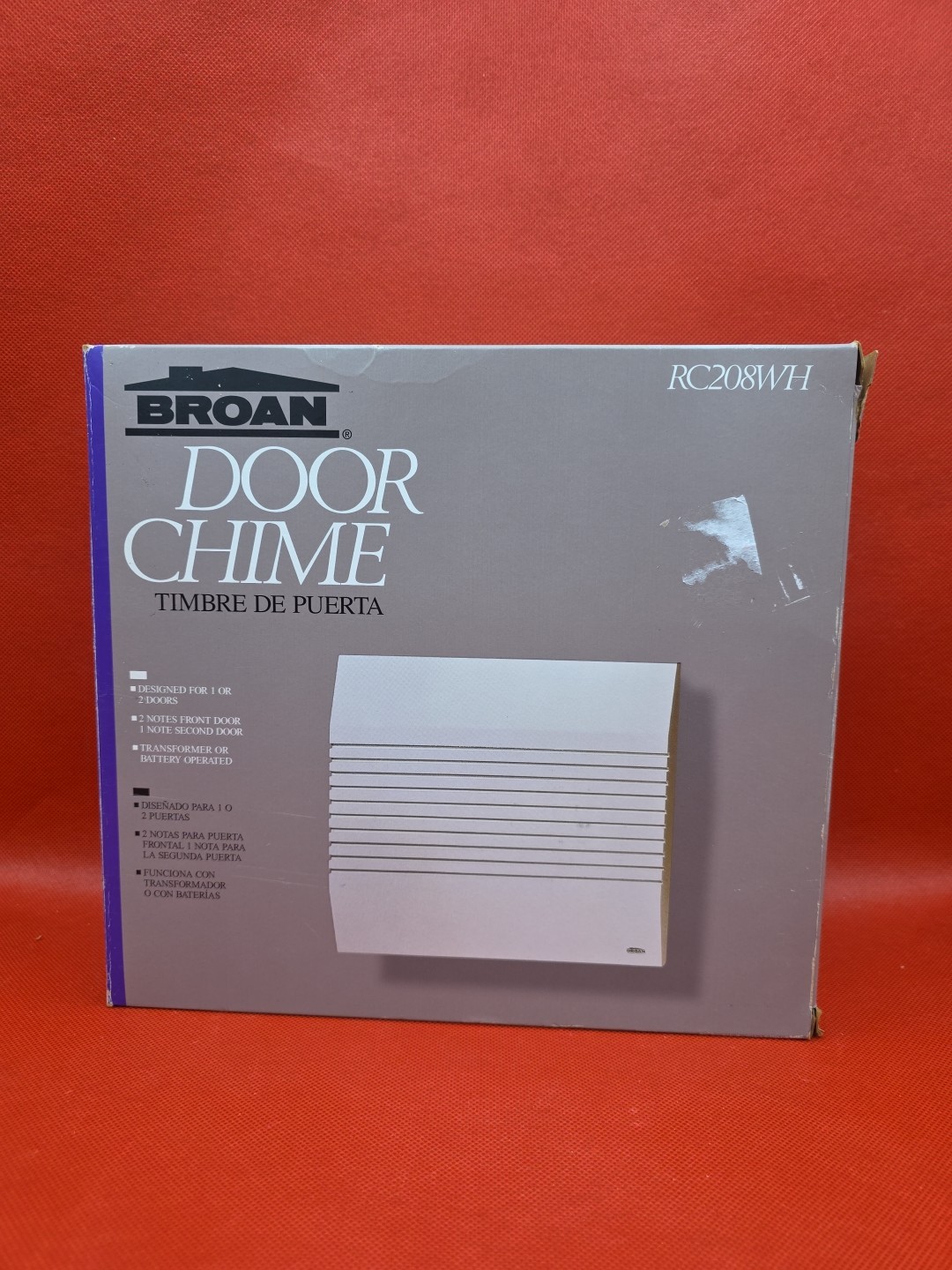 New Broan Door Chime Doorbell RC208WH White 4 C Batteries Or 110 Electric