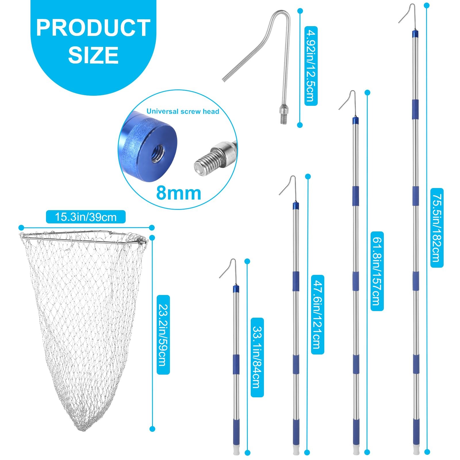 Chicken Catching Net ,Chicken Catcher Leg Hook , Extendable from 33" to 75.5"...