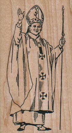 Pope Waving 1 3/4 x 3" Rubber Stamp, Pope Stamp