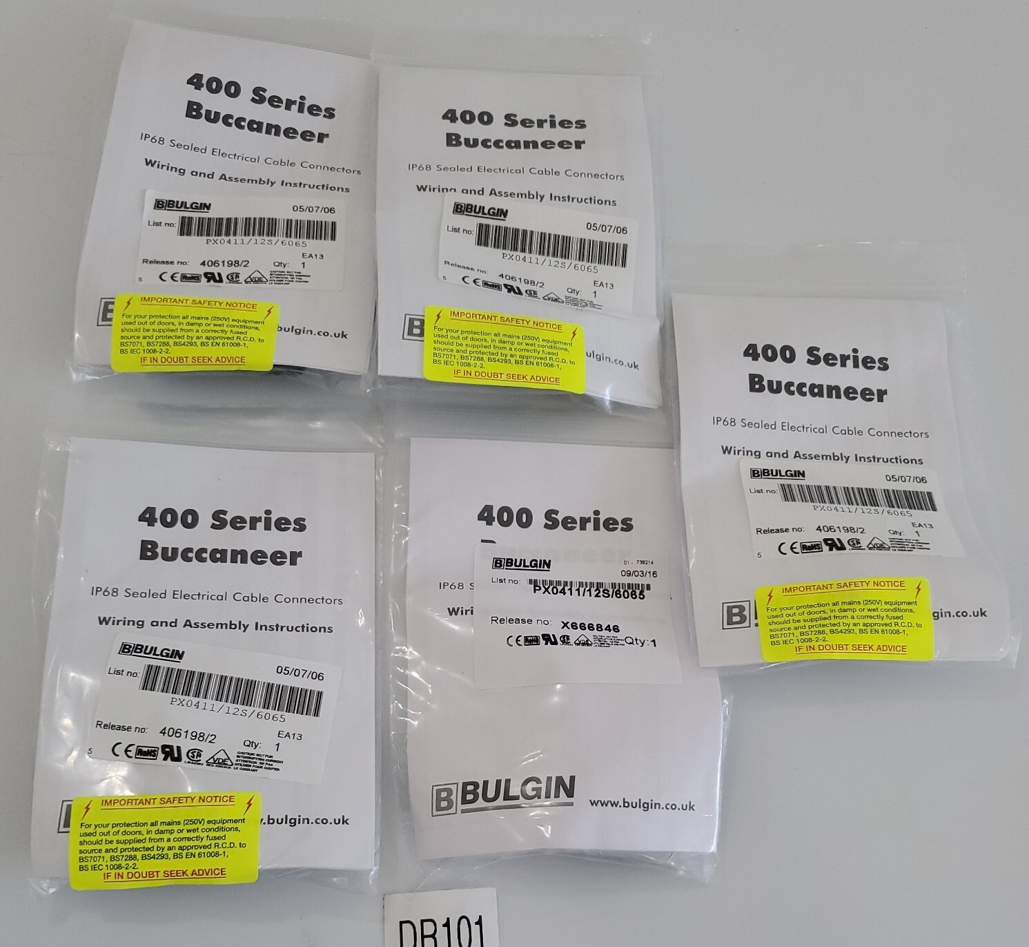 *NEW* LOT OF 5 Bulgin PX0411/12S/6065 IP68 Sealed Electrical Cable Connectors