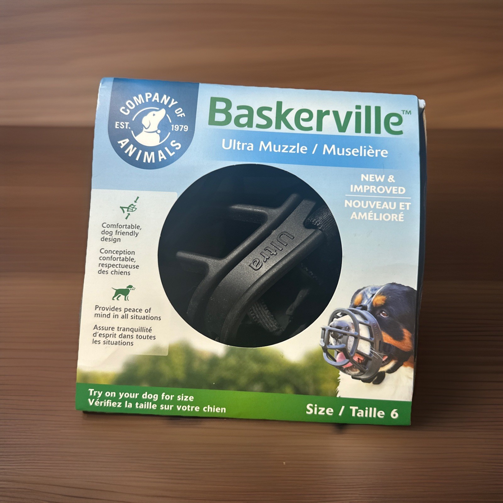 #225 Brand New Baskerville Ultra Muzzle for Large Dogs  Size 6 - Black