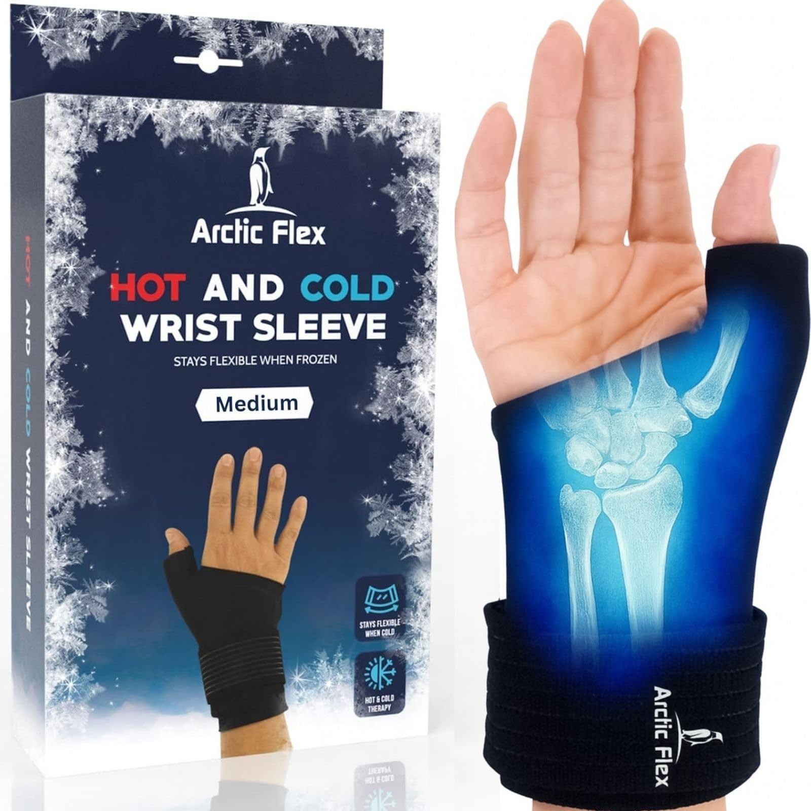 Arctic Flex Wrist & Thumb Ice Pack Wrap - Extra Strength Hot & Cold Therapy -...