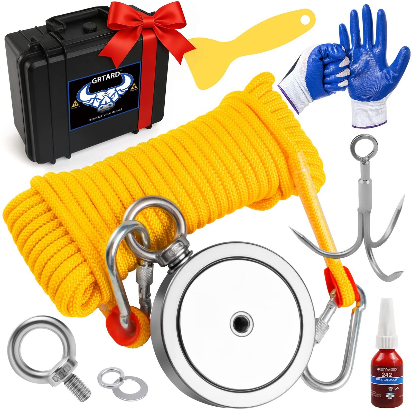 Grtard 2625 LBS Magnet Fishing Kit for Men's Gifts, Double Sided Neodymium Fish