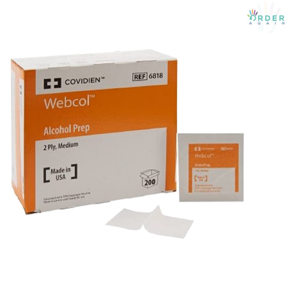 Webcol Alcohol Prep Pads Sterile 2-Ply Medium 1200 Pack for Wound Care