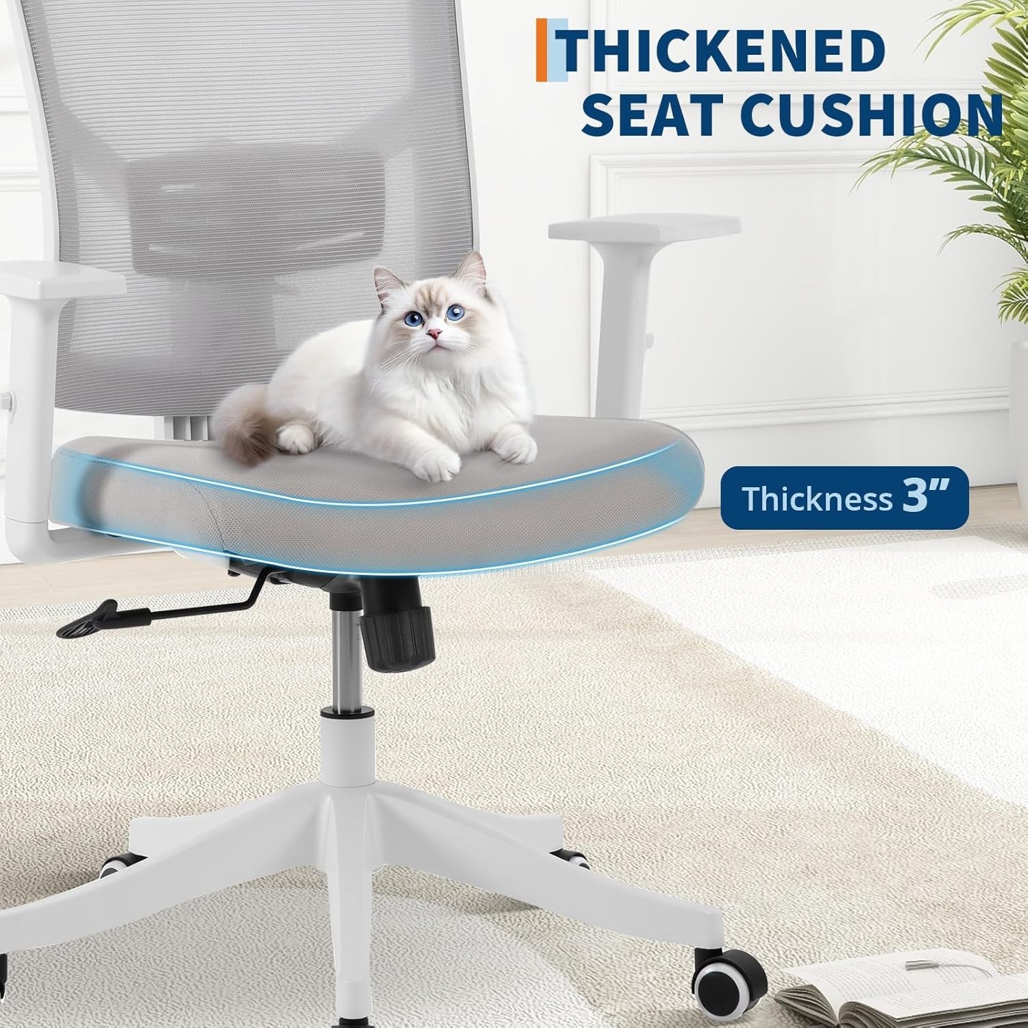 Ergonomic Office Chair, Adjustable High Back Desk Mesh Chair with Headrest
