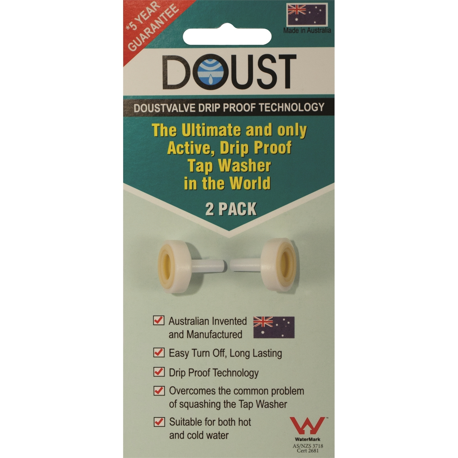 Doustvalve Drip Proof Tap Washers - 2 Pack Australian Made