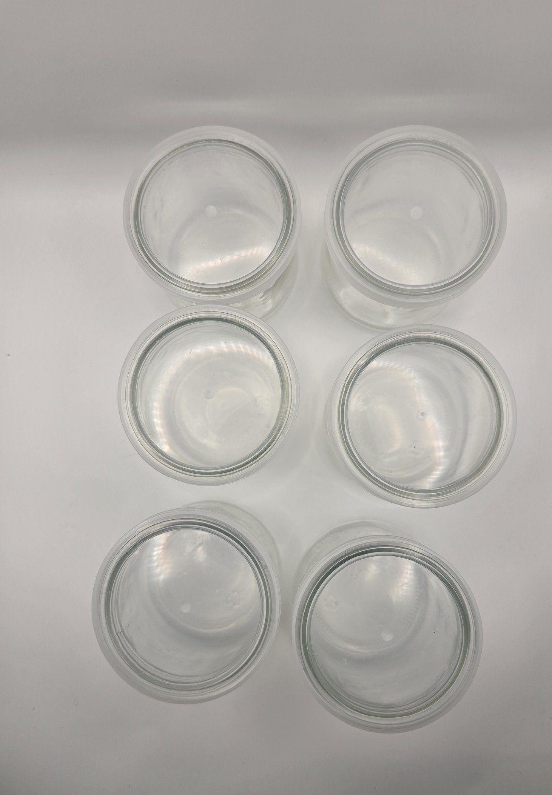Six Oui Yogurt Jars - 5oz Glass - Sanitized & Residue Free - Clean Rims