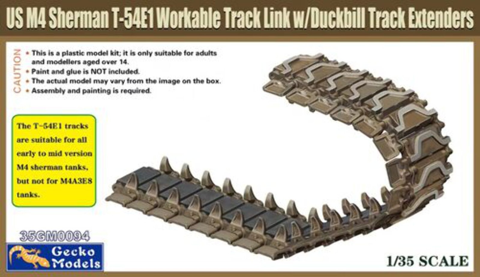 Gecko 35GM0094 1/35 US M4 Sherman T-54E1 Workable Track Link w/Duckbill Track Ex