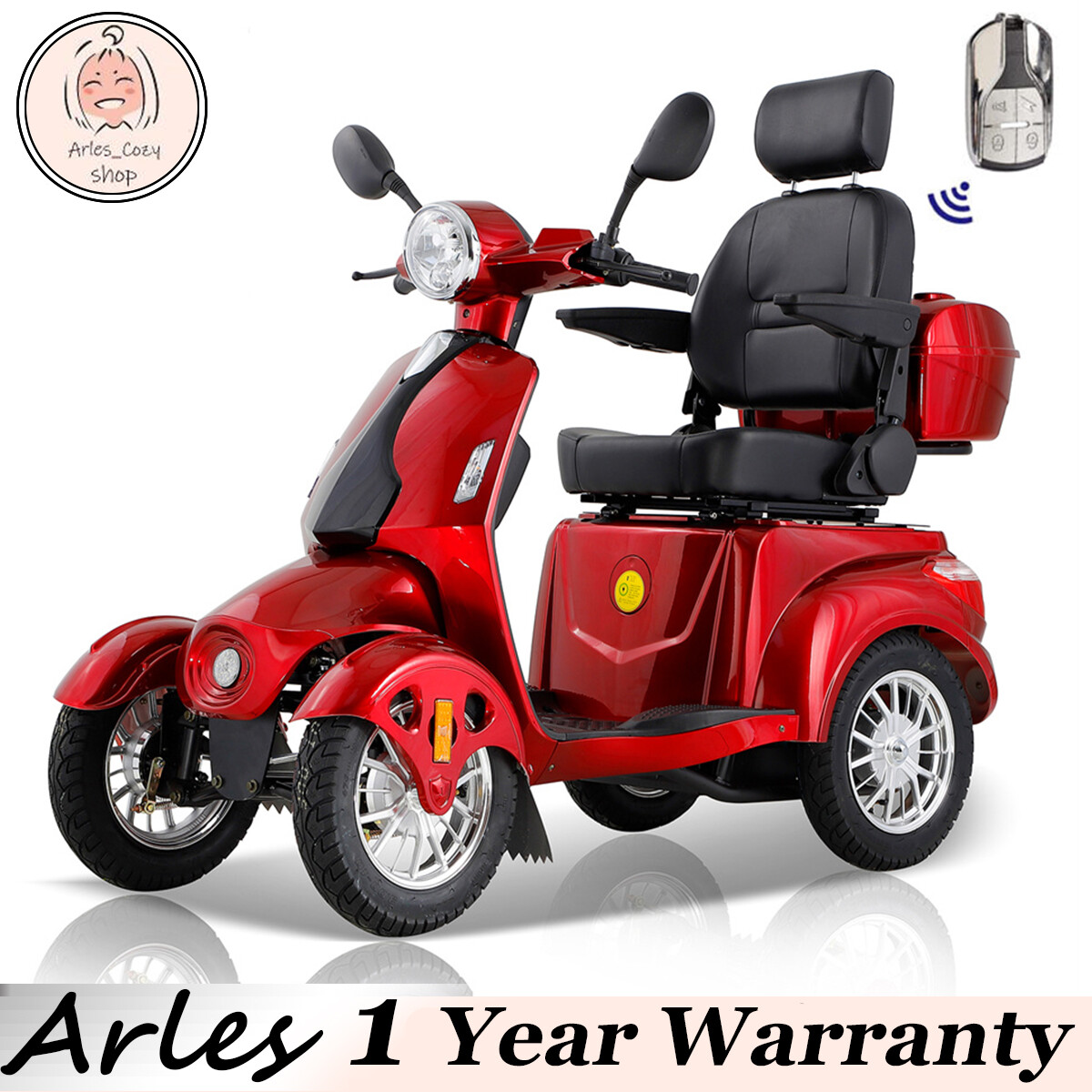 Heavy Duty 4 Wheels Electric Mobility Scooter 500lbs Capacity All Terrain Senior