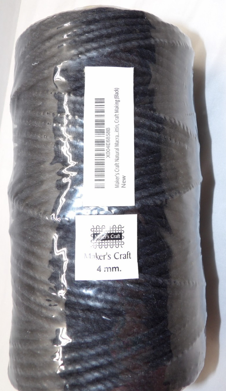 Cotton Macramé Cording by Maker's Mark color Black 4mm 150 yards Roll