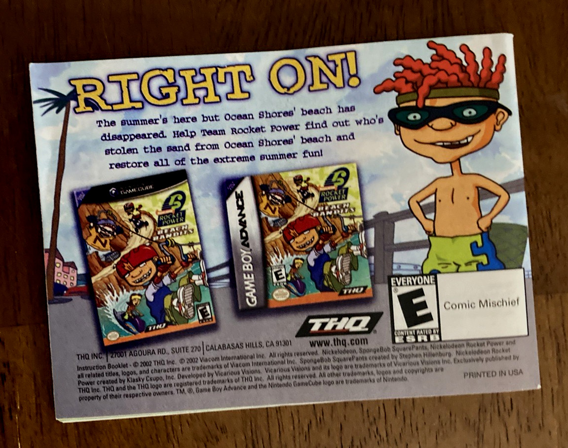 SET OF 5 SpongeBob Gameboy Advance Instruction Booklets Inserts Posters Points