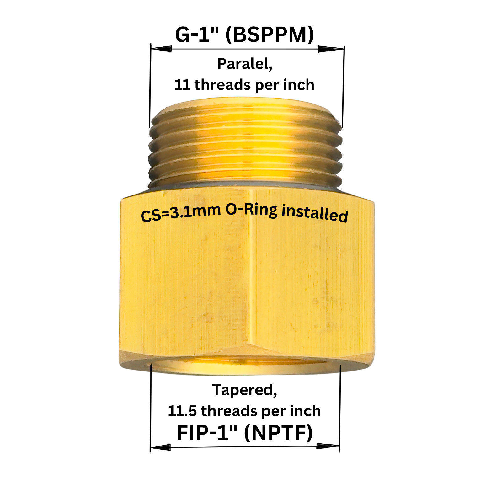 G-1" BSPP Male 1" various O-Ring CS=3mm x FPT-1" BRASS Adapter.  ⬇read⬇