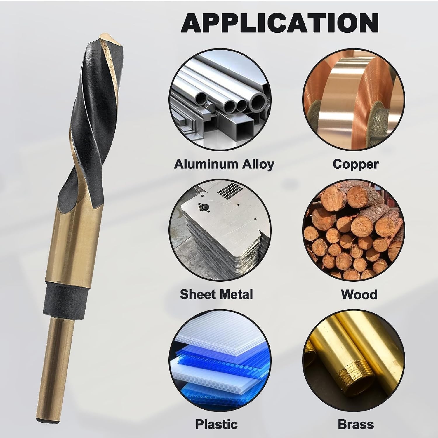 11/16in Reduced Shank HSS Drill Bit Black Gold Oxide Split Point