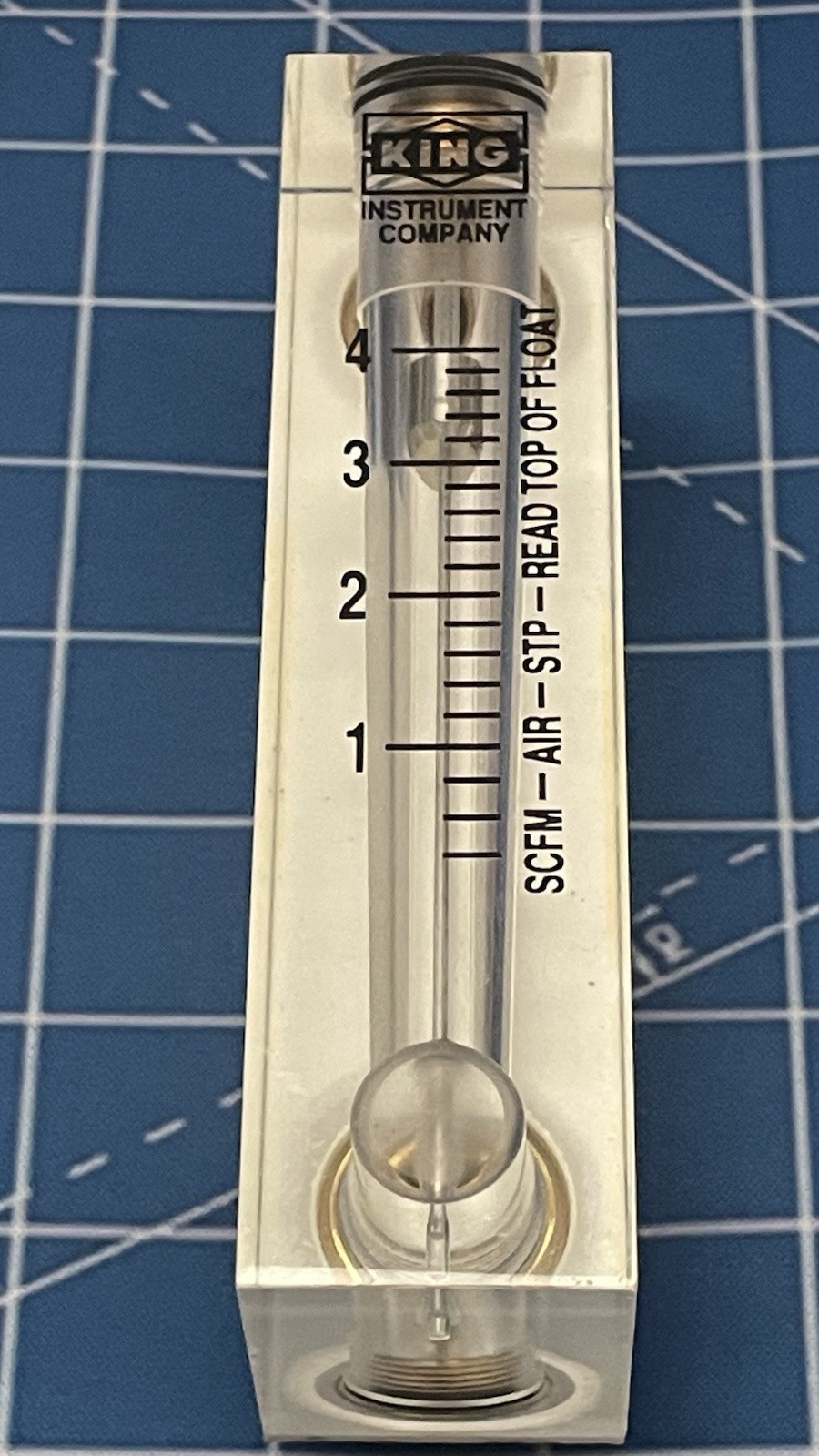 King Instrument 75201102C17 Acrylic Tube Flowmeter, 0-4SCFM, 1/4"NPT