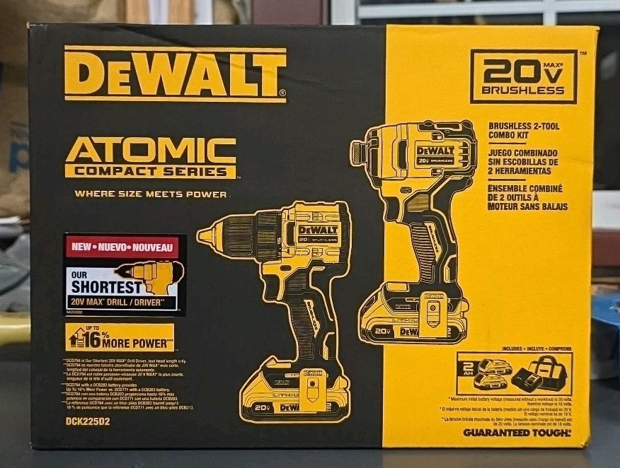 DEWALT 20V MAX ATOMIC 2-Tool Brushless Drill/Driver + Impact 2x Li-Ion
