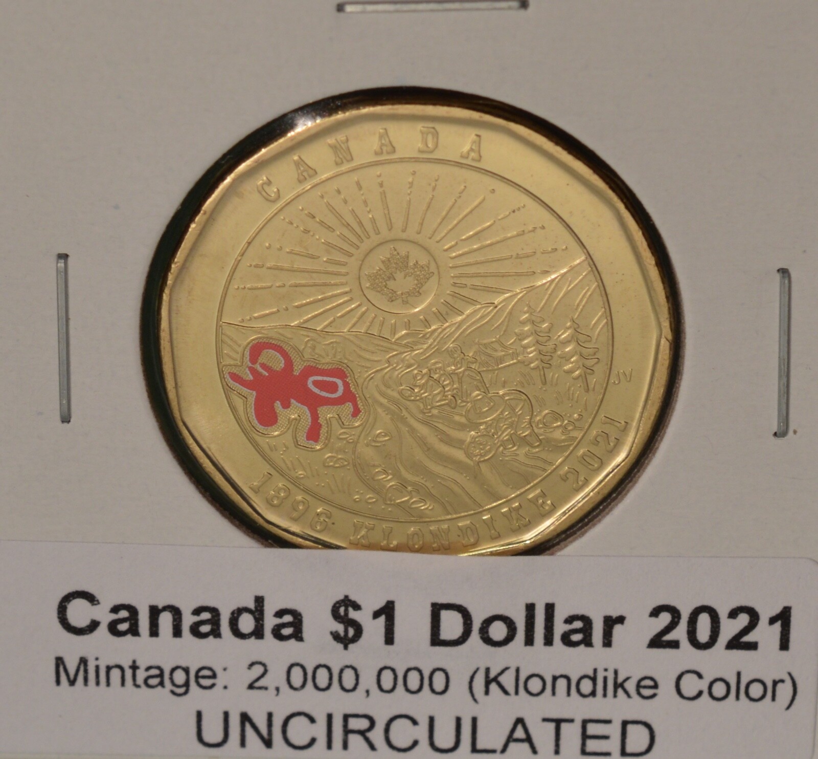 2021 Canada Loonie - Klondike  - COLOUR - BU UNC - from mint roll  🇨🇦🇨🇦