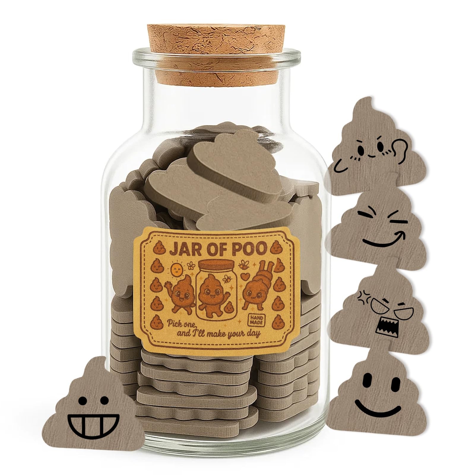WINUSD Positive Poo Jar with Affirmation Cards, Funny Fake 7 Ounces, Clear