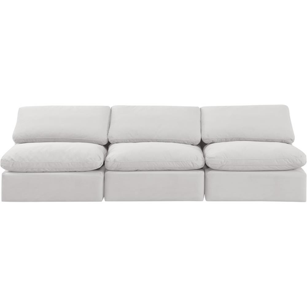 Bowery Hill Contemporary 105" Durable Velvet Modular Sofa in Cream