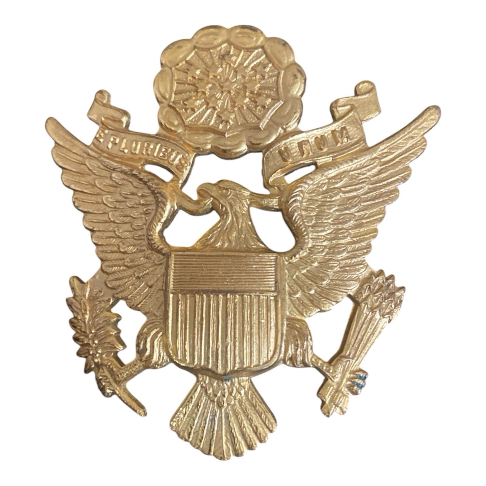 Original WWII U.S. Officer ARMY EAGLE CREST CAP DEVICE Marked Acid Test