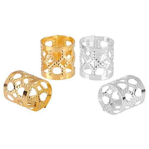 200 pcs Dreadlocks Beads Hair Braid Rings Clips Dread Group A-Gold&Silver