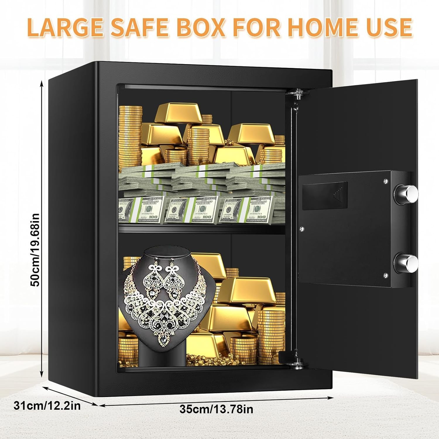 3.3 Cubic Large Fireproof Safe Digital Home Security Box with Keypad and Keys