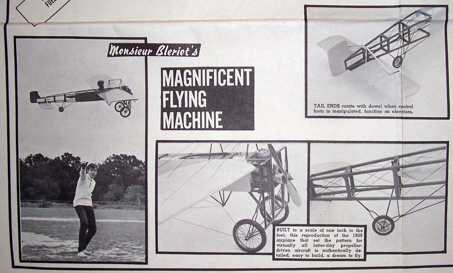 BLERIOT PLAN + CONSTRUCTION ARTICLE to Build 28" Span UC Scale Model Airplane