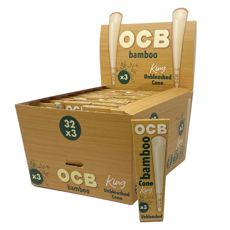 😎OCB BAMBOO UNBLEACHED CONES✨KING SIZE✨(32CT)
