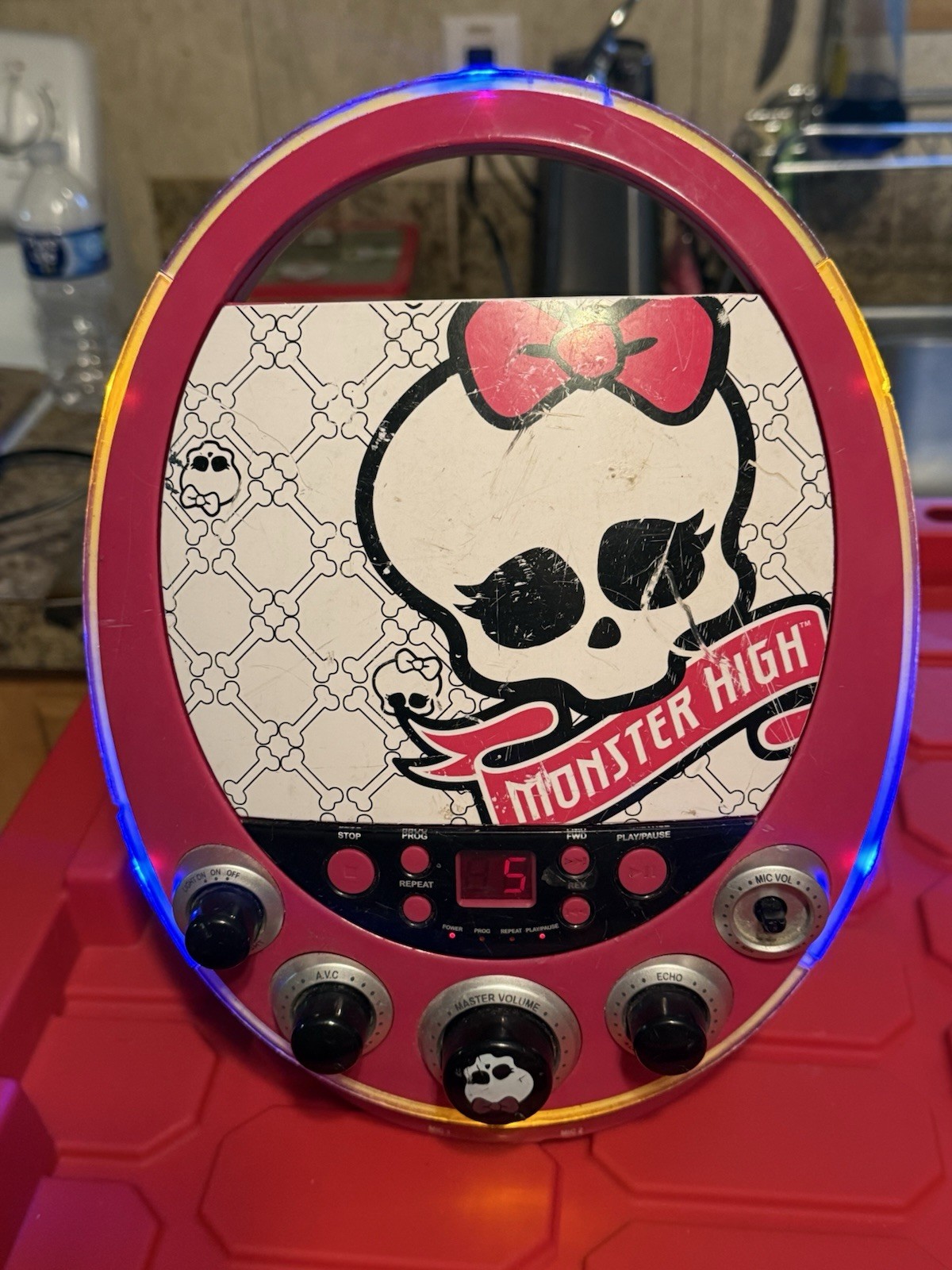 Monster High Disco Party CD Player & Karaoke Machine Missing Mic Knob TESTED