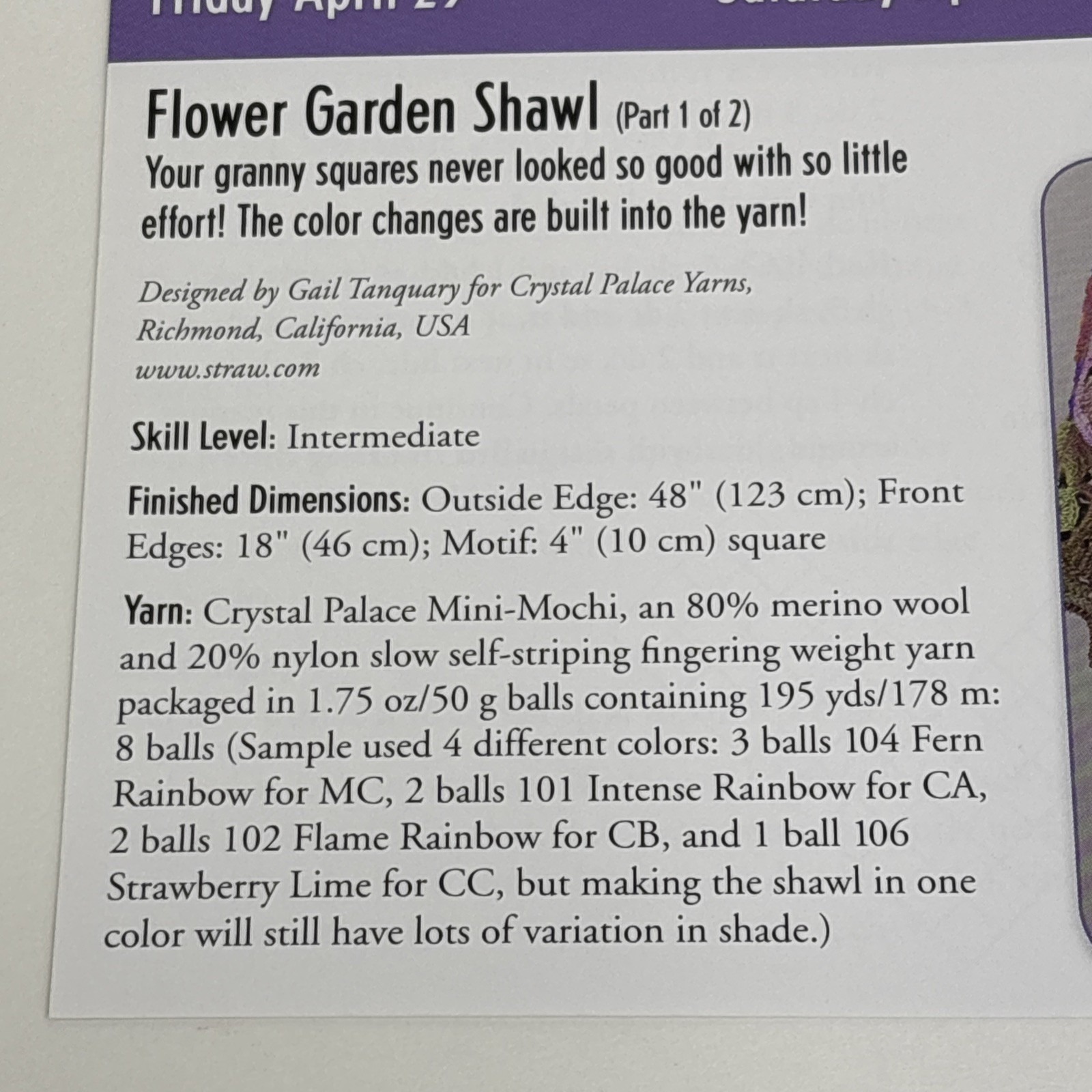 Flower Garden Shawl Crochet Pattern Cards Pages