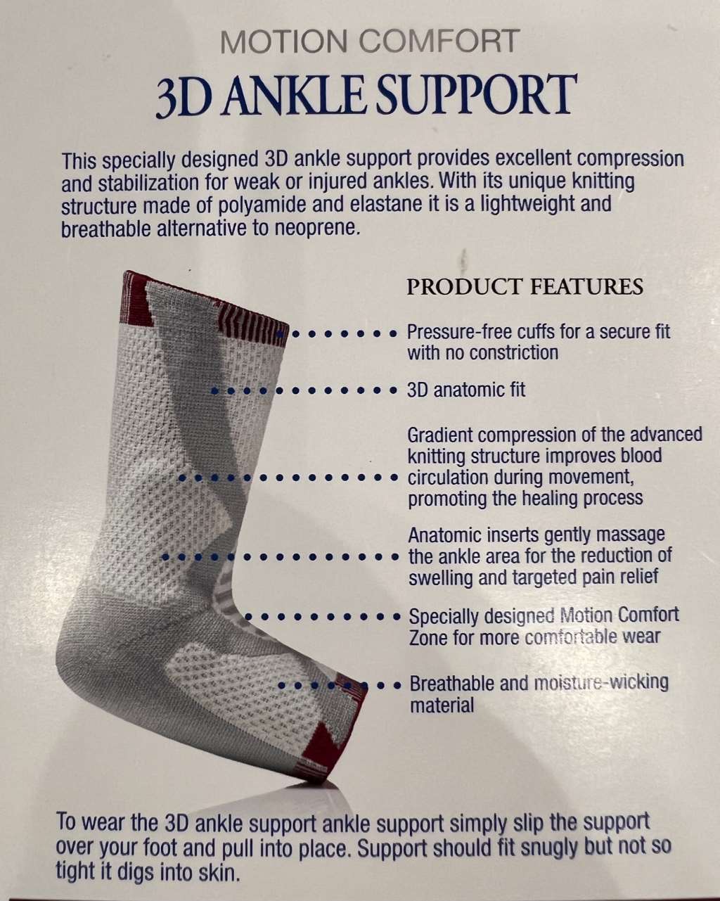 FLA Prolite 3D Left Ankle Support Braces Charcoal Left Foot Small
