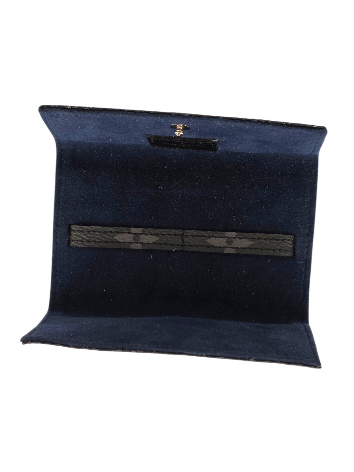 Louis Vuitton Monogram Eclipse Cufflink Case Leather Snap Closure Black