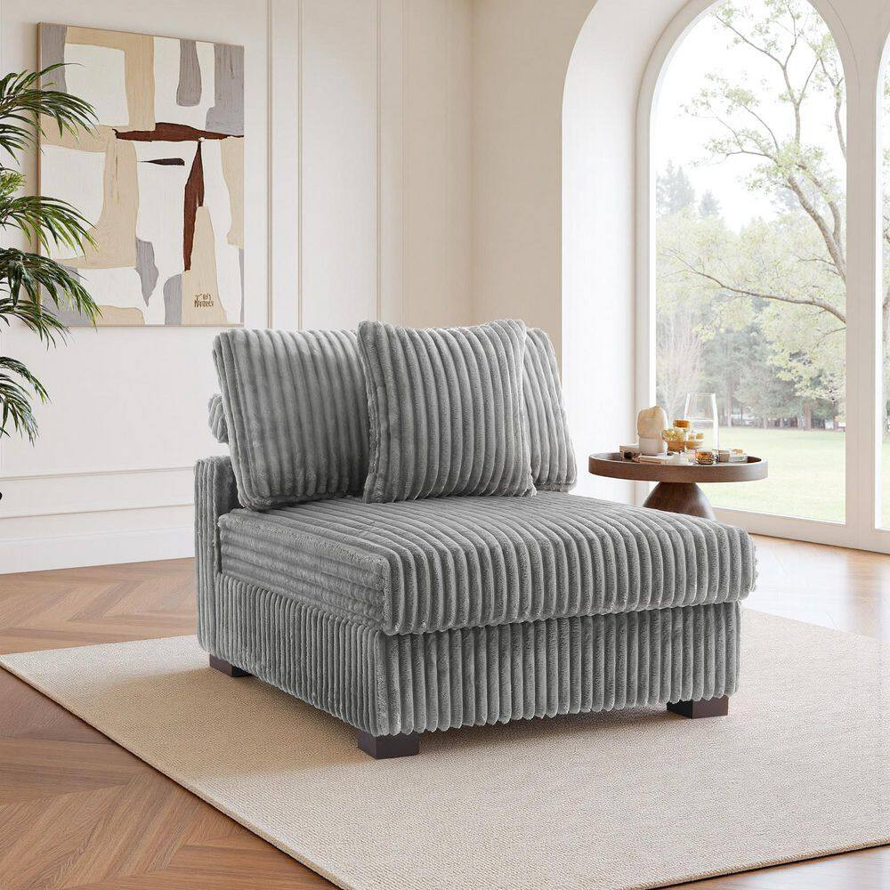 35.9 In. Armless Faux Rabbit Fur Polyester Rectangle Sectional Center 1-Seat Sof