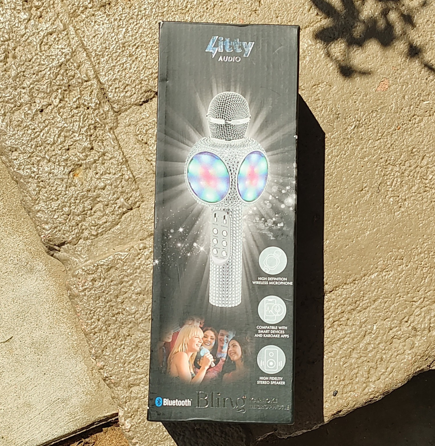 Litty Audio Bling Bluetooth Karaoke Mic LED Party Lights Silver