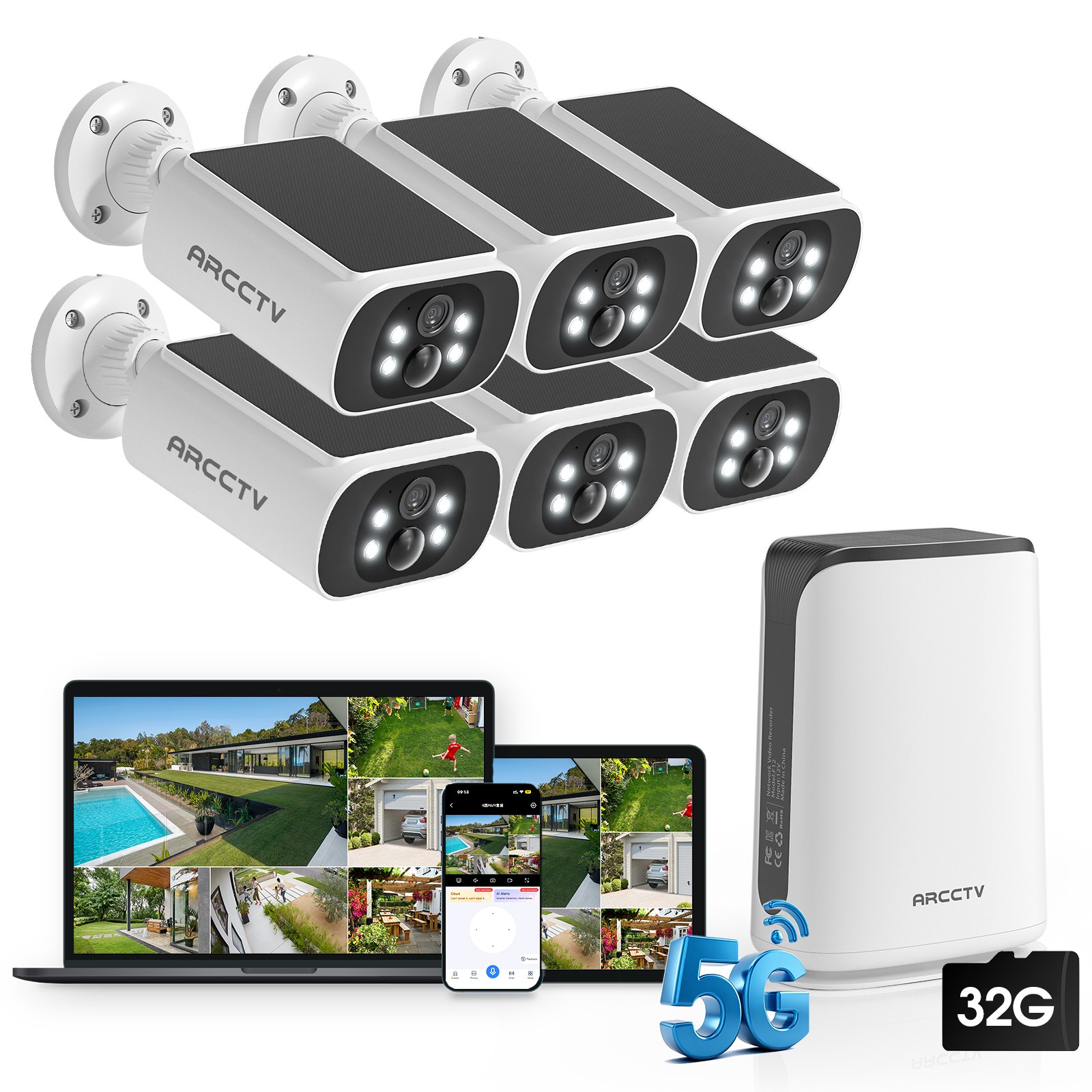 4MP Solar Powered Security Camera System Wireless Outdoor WiFi Home 2 Way Audio