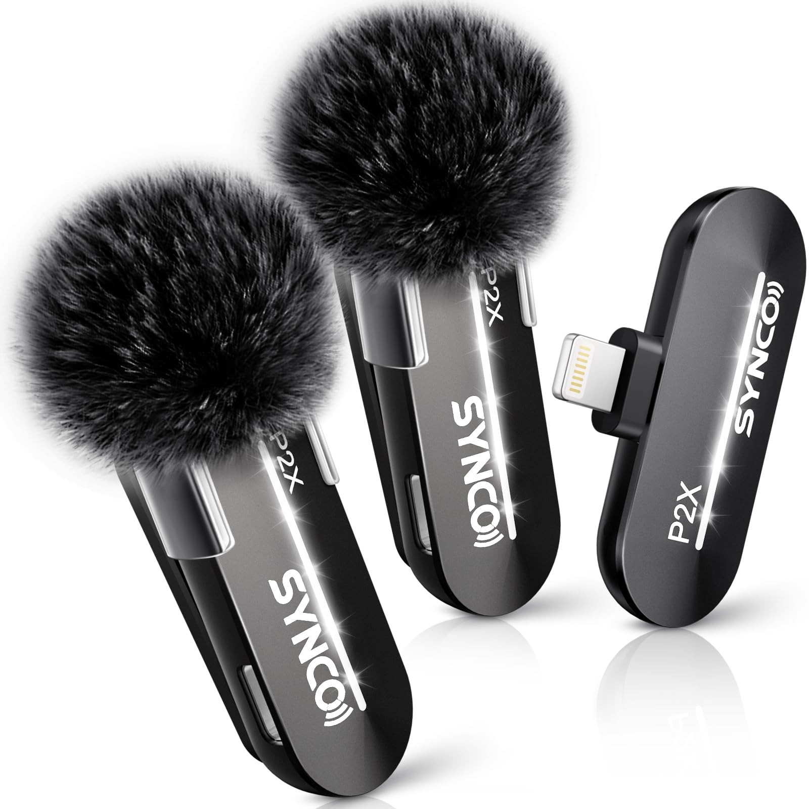 Wireless Lavalier Microphone for iPhone, P2XL Professional Lapel Clip on Mics...