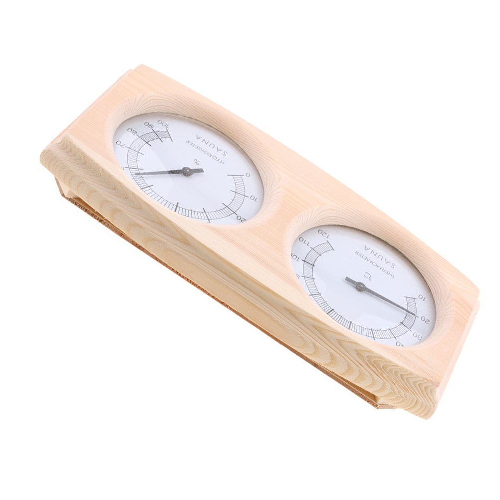 Wooden Hygrothermograph Analog Thermometer Humidity Meter for Sauna