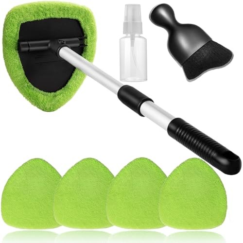 7pcs Windshield Cleaner Tool Car Window Cleaning Wash Kit with 4 Green