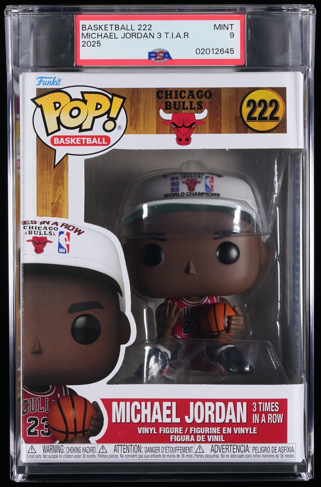 Michael Jordan Basketball 222 "3 Times in a Row" Funko Pop! *RARE!* PSA 9 MINT