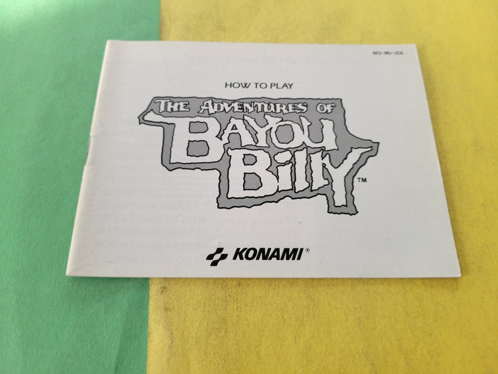 The Adventures of Bayou Billy Instruction Manua NES Nintendo