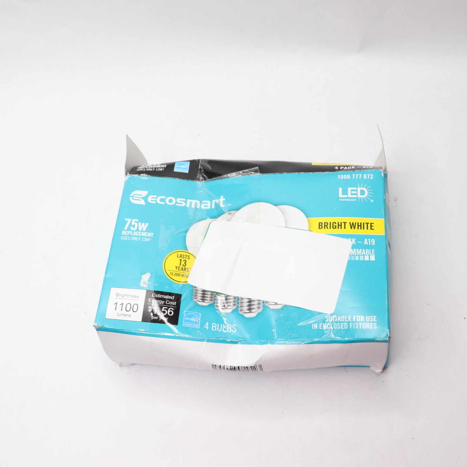 (3-Pk) EcoSmart A19 Dimmable LED Light Bulb Bright White 75-Watt Equivalent