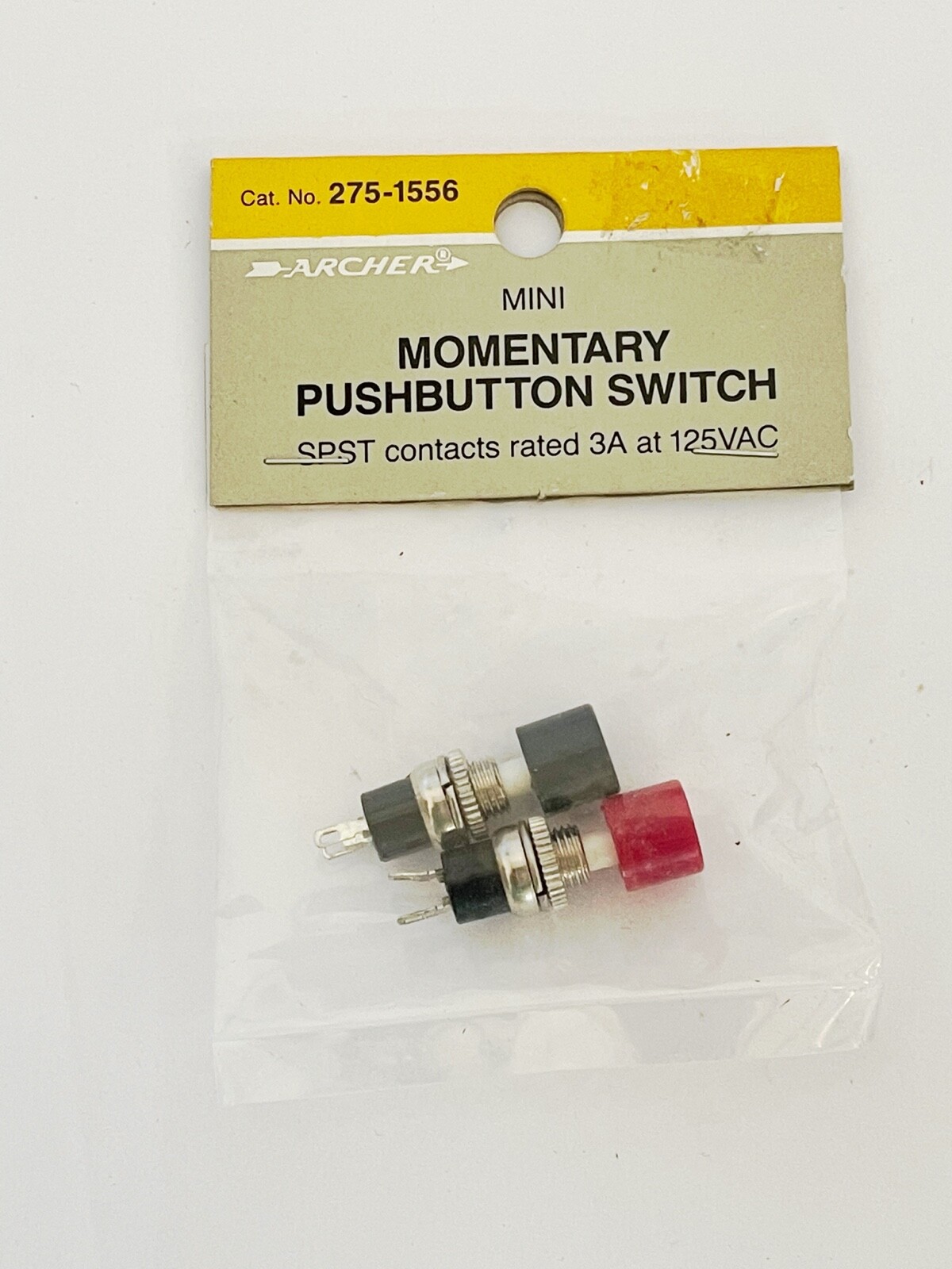 NEW Pack of 2 ARCHER 275-1556 SPST Momentary Mini Pushbutton Switches  SPST 3A