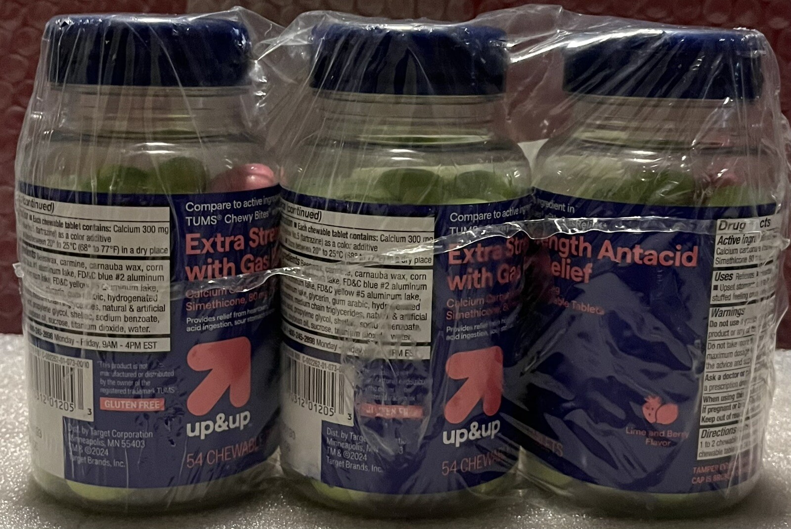 UP & UP Extra Strength Heartburn Antacid & Gas Relief Chews X3, 54 Each, 07/2027