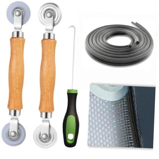 Screen Repair Tool Kit – Includes 2 Types of Screen Roller Tools, 32ft Screen