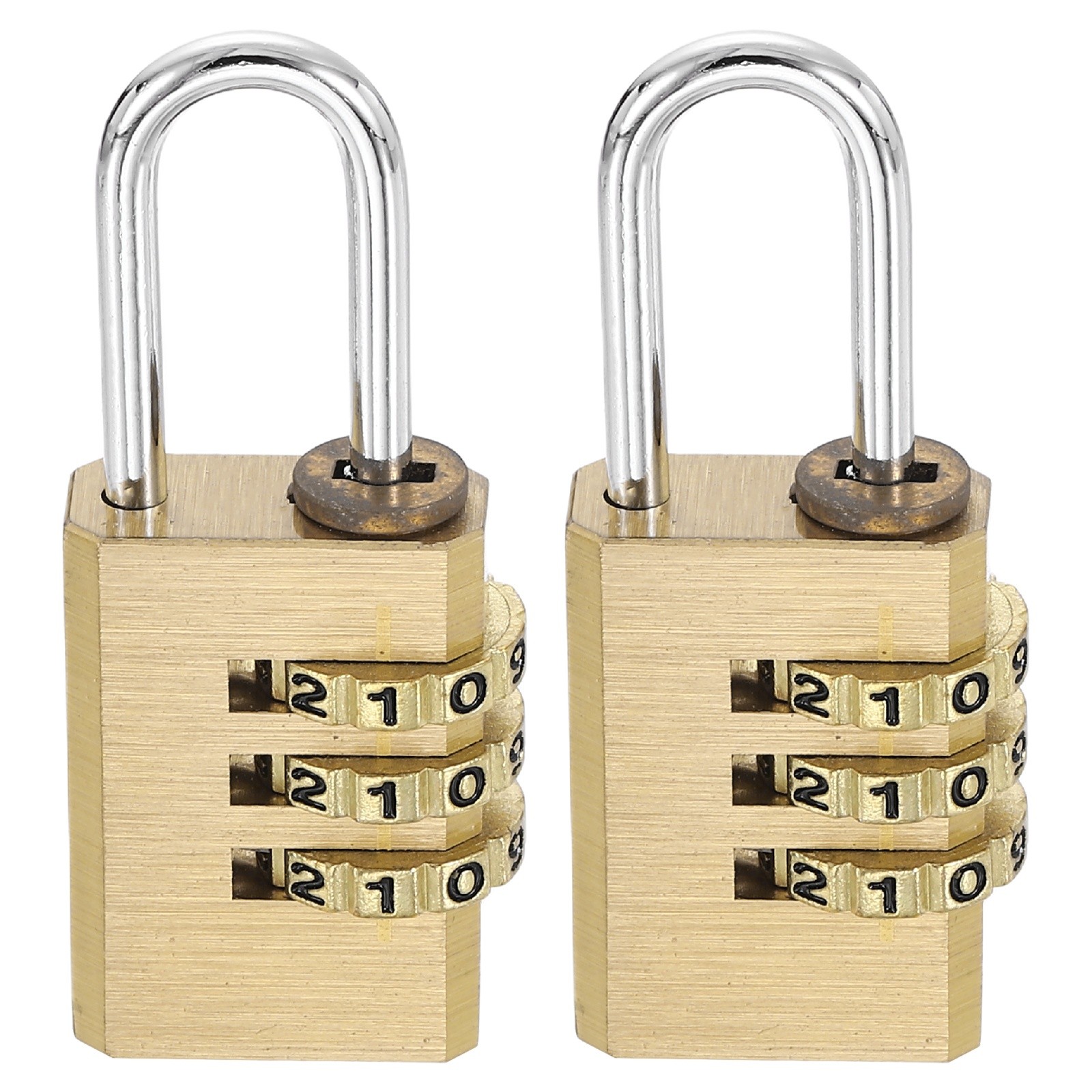 Brass Combination Lock 2.13", 2Pcs 3 Digit Resettable Combination Padlock Yellow