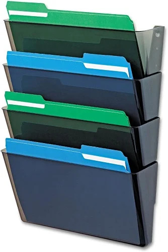 Deflecto 73402Stackable Letter Size Wall Pocket 4/pk Smoke