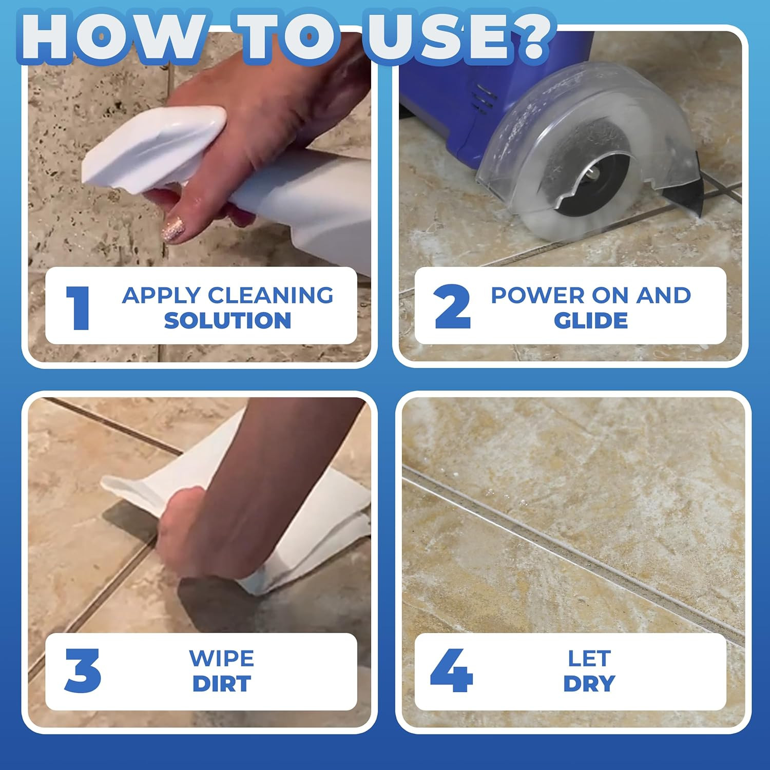Compact Electric Grout Cleaning Machine for Tile & Bathroom Floors